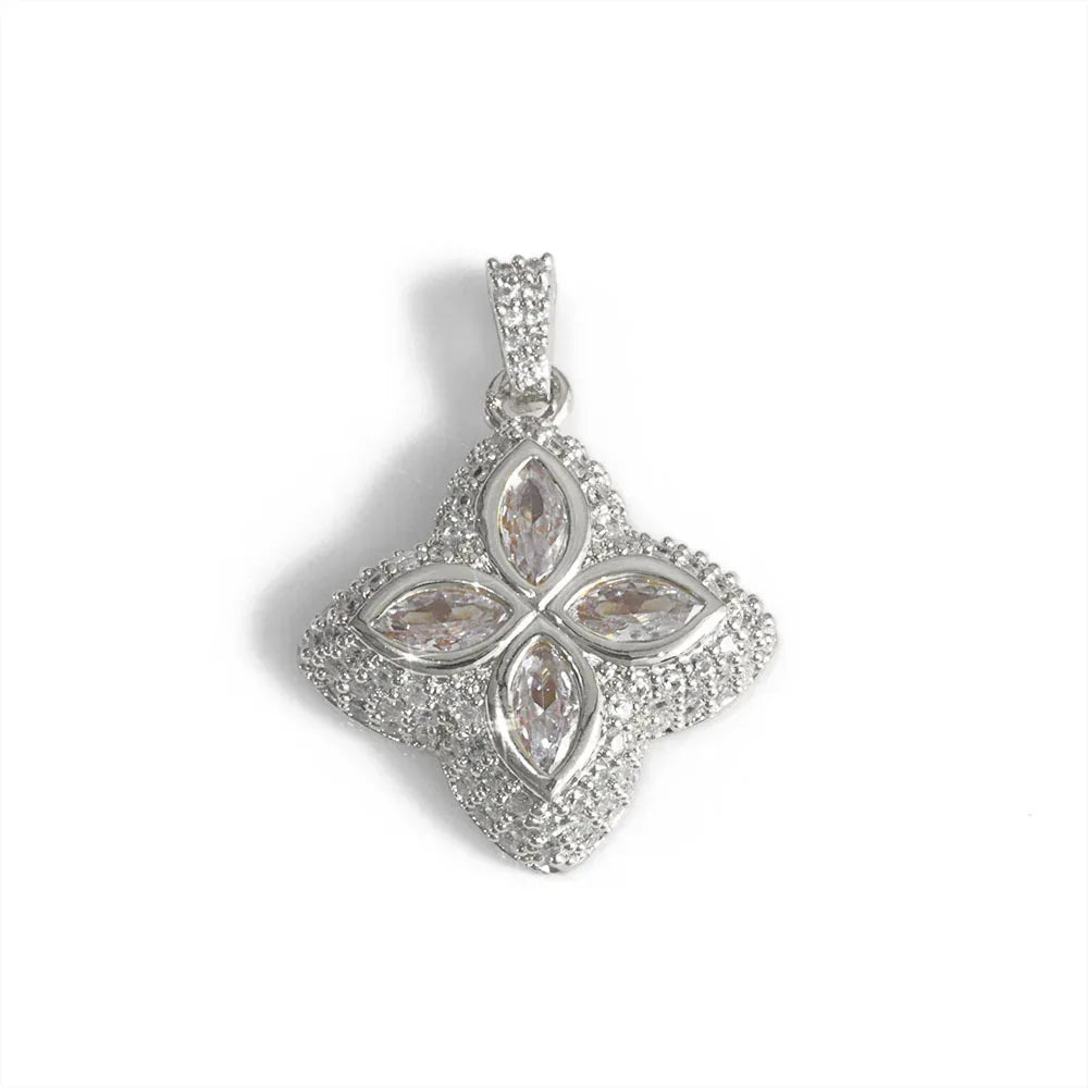 S925 Sterling Silver Moissanite Clover Pendant | Women's VVS Iced Out Necklace | Light Luxury Ice Pendant | Caratix - CaratixJewelry
